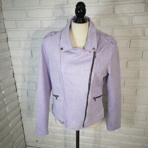 Amanda Green Ladies Size Large Off Set Zip Closure Lilac Bomber Jacket